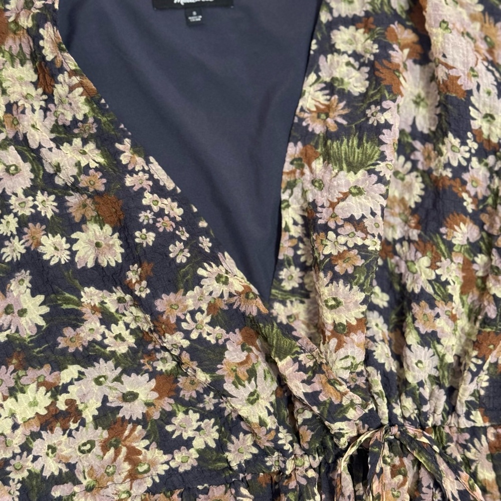 Madewell Floral Long Sleeve Dress - Black and Tan - Picture 2 of 6